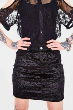 Jawbreaker Glam Rock Velvet Mini Skirt -Burleska shop glam rock velvet mini skirt jawbreaker 4 300x