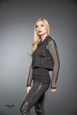 Queen Of Darkness Goth Top With Loose Neck And Net-Sleeves -Burleska shop goth top with loose neck and net sleeves queen of darkness 4 300x