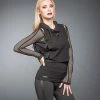 Queen Of Darkness Goth Top With Loose Neck And Net-Sleeves -Burleska shop goth top with loose neck and net sleeves queen of darkness 300x