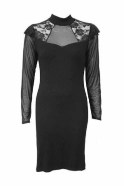 Spiral Gothic Elegance - Lace Shoulder Corset Dress