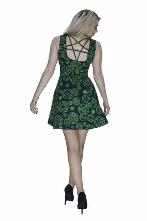 Dr Faust Green Mystical Spell Black Mini Dress - Hazel 4 Dr Faust Green Mystical Spell Black Mini Dress - Hazel - Image 2