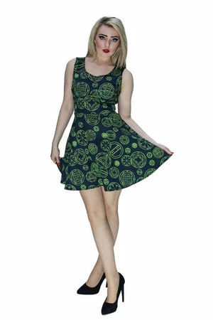 Dr Faust Green Mystical Spell Black Mini Dress - Hazel 3 Dr Faust Green Mystical Spell Black Mini Dress - Hazel