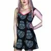 Dr Faust Grey Sugar Skulls Black Mini Dress - Calavera -Burleska shop grey sugar skulls black mini dress calavera dr faust 300x