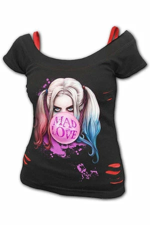 Spiral Harley Quinn - Mad Love - 2In1 Red Ripped Top Black 3 Spiral Harley Quinn - Mad Love - 2In1 Red Ripped Top Black