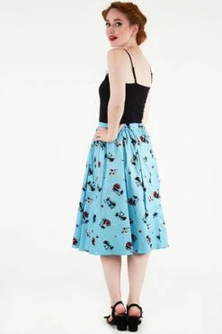 Voodoo Vixen Harper Kitty Print Flare Skirt -Burleska shop harper kitty print flare skirt voodoo vixen 2 300x