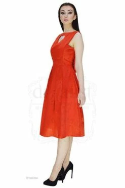 Dr Faust Heart Raw Silk Red Midi Dress - Lyla -Burleska shop heart raw silk red midi dress lyla dr faust 10 300x