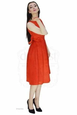 Dr Faust Heart Raw Silk Red Midi Dress - Lyla -Burleska shop heart raw silk red midi dress lyla dr faust 12 300x