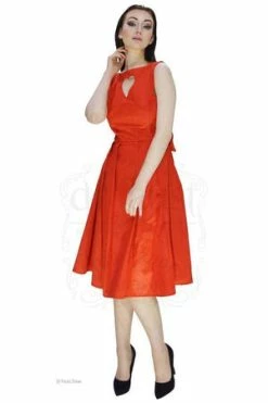 Dr Faust Heart Raw Silk Red Midi Dress - Lyla -Burleska shop heart raw silk red midi dress lyla dr faust 13 300x