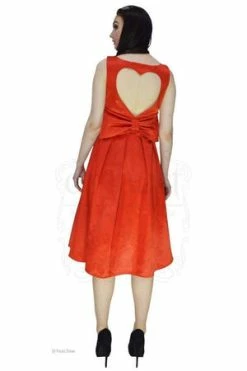 Dr Faust Heart Raw Silk Red Midi Dress - Lyla -Burleska shop heart raw silk red midi dress lyla dr faust 2 300x