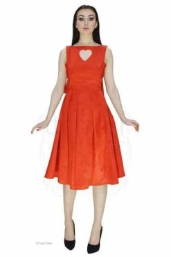 Dr Faust Heart Raw Silk Red Midi Dress - Lyla -Burleska shop heart raw silk red midi dress lyla dr faust 8 300x