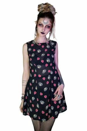 Dr Faust Hearts And Eyes Black Sheer Mini Dress - Camila 3 Dr Faust Hearts And Eyes Black Sheer Mini Dress - Camila