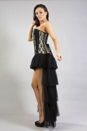 Burleska Helena Overbust Long Line Corset In Taffeta & Black Lace And Chiffon 9 Burleska Helena Overbust Long Line Corset In Taffeta & Black Lace And Chiffon - Image 7