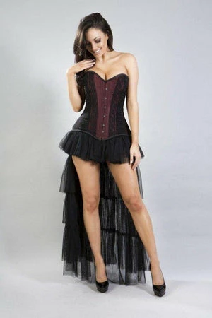 Burleska Helena Overbust Long Line Corset In Taffeta & Black Lace And Chiffon 3 Burleska Helena Overbust Long Line Corset In Taffeta & Black Lace And Chiffon