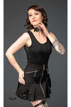 Queen Of Darkness High Waist Skirt With Removable Bondage - SK11-337/20-L -Burleska shop high waist skirt with removable bondage sk11 33720 l queen of darkness 4 300x