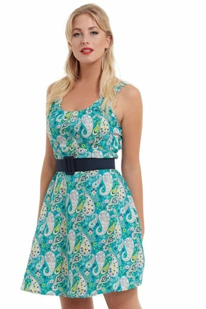 Voodoo Vixen Isra Blue Paisley Cotton Dress Dress 5 Voodoo Vixen Isra Blue Paisley Cotton Dress Dress - Image 3