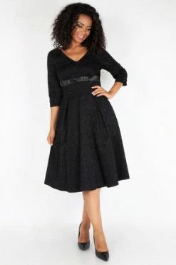 Voodoo Vixen Jane Black Paisley Midi Dress -Burleska shop jane black paisley midi dress voodoo vixen 2 300x