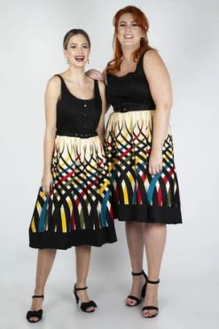 Voodoo Vixen Jean Border Print Flared Dress -Burleska shop jean border print flared dress voodoo vixen 11 300x