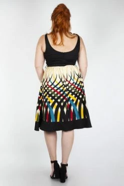 Voodoo Vixen Jean Border Print Flared Dress -Burleska shop jean border print flared dress voodoo vixen 12 300x