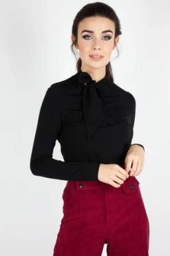 Voodoo Vixen Josie Tie Neck Top In Black