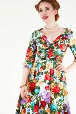 Voodoo Vixen Judy Floral Rockabilly Dress -Burleska shop judy vibrant floral dress dra 8214 03.488 300x