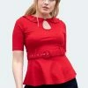 Voodoo Vixen Knitted Belt Top With Peter Pan Collar