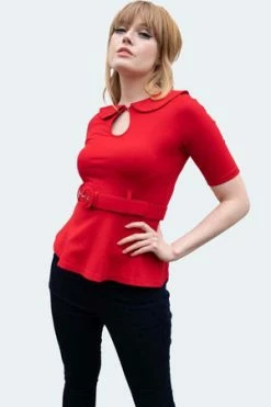 Voodoo Vixen Knitted Belt Top With Peter Pan Collar -Burleska shop knitted belt top with peter pan collar tpa 2550 02.1652 300x