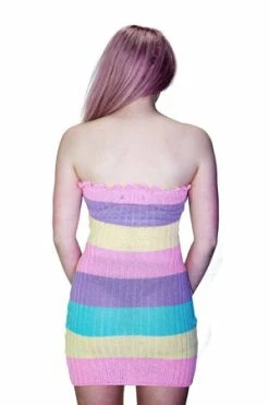 Dr Faust Knitted Multicoloured Bodycon Mini Dress - Zaria -Burleska shop knitted multicoloured bodycon mini dress zaria dr faust 2 300x