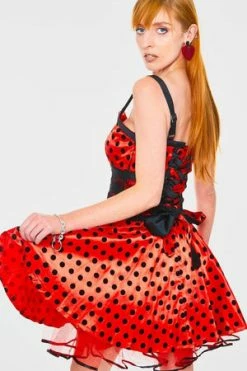 Jawbreaker Ladybird Polkadot Flare Dress -Burleska shop ladybird polkadot flare dress jawbreaker 2 300x