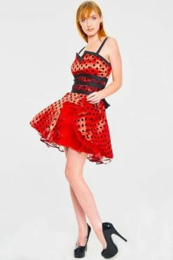 Jawbreaker Ladybird Polkadot Flare Dress -Burleska shop ladybird polkadot flare dress jawbreaker 3 300x