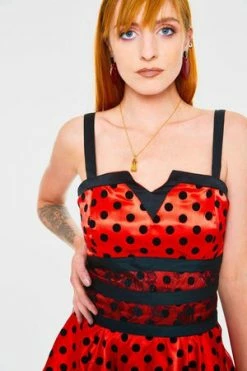 Jawbreaker Ladybird Polkadot Flare Dress -Burleska shop ladybird polkadot flare dress jawbreaker 4 300x