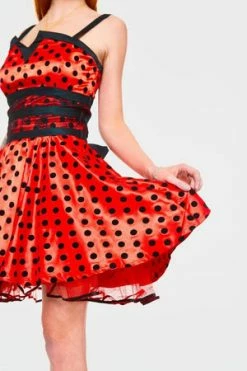 Jawbreaker Ladybird Polkadot Flare Dress -Burleska shop ladybird polkadot flare dress jawbreaker 5 300x