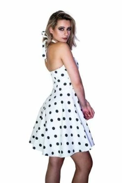 Dr Faust Large Black Polka Dots White Mini Dress - Irene 6 Dr Faust Large Black Polka Dots White Mini Dress - Irene -Burleska shop large black polka dots white mini dress irene dr faust 2 300x