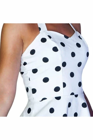 Dr Faust Large Black Polka Dots White Mini Dress - Irene 5 Dr Faust Large Black Polka Dots White Mini Dress - Irene - Image 3