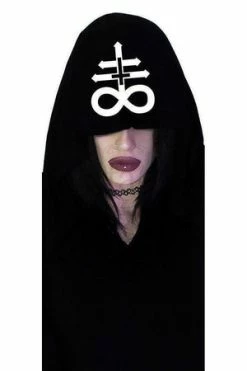 Dr Faust Leviathan Cross Hooded Black Mini Dress - Melany -Burleska shop leviathan cross hooded black mini dress melany dr faust 4 300x