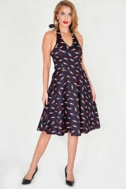 Voodoo Vixen Libby Lipstick Print Flared Dress -Burleska shop libby lipstick print flared dress voodoo vixen 3 300x