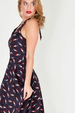 Voodoo Vixen Libby Lipstick Print Flared Dress -Burleska shop libby lipstick print flared dress voodoo vixen 4 300x