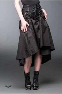 Queen Of Darkness Long Skirt With Lacing And Carabiner -Burleska shop long skirt with lacing and carabiner queen of darkness 6 300x