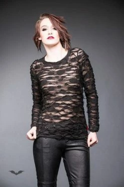 Queen Of Darkness Longsleeve Top With See-Through Parts -Burleska shop longsleeve top with see through parts queen of darkness 3 300x