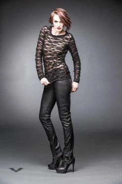 Queen Of Darkness Longsleeve Top With See-Through Parts -Burleska shop longsleeve top with see through parts queen of darkness 4 300x