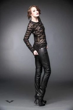 Queen Of Darkness Longsleeve Top With See-Through Parts -Burleska shop longsleeve top with see through parts queen of darkness 5 300x