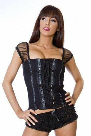 Burleska Lucy Gothic Top In Cotton And Black Lace Overlay 2 Burleska Lucy Gothic Top In Cotton And Black Lace Overlay