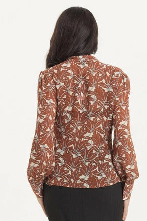 Voodoo Vixen Madeline 40s Style Brown Floral Blouse 4 Voodoo Vixen Madeline 40s Style Brown Floral Blouse - Image 2