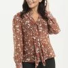 Voodoo Vixen Madeline 40s Style Brown Floral Blouse