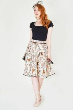 Voodoo Vixen Marienne Parisian Print Skirt