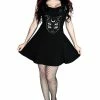 Dr Faust Moon Cat Little Black Mini Dress - Katriane