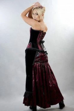 Burleska Morgana Long Victorian Gothic Skirt In Satin Flock -Burleska shop morgana long victorian gothic skirt in satin flock burleska 2 300x