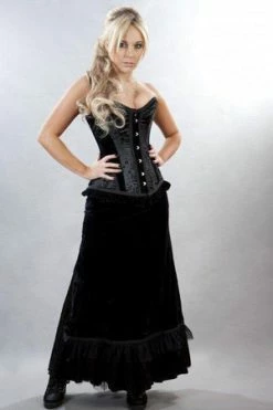 Burleska Morgana Long Victorian Gothic Skirt In Satin Flock -Burleska shop morgana long victorian gothic skirt in satin flock burleska 3 300x