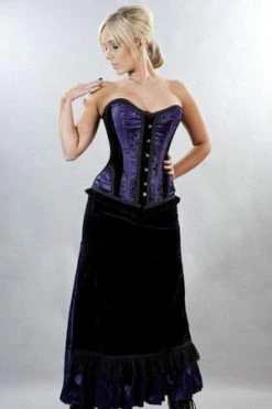 Burleska Morgana Long Victorian Gothic Skirt In Satin Flock -Burleska shop morgana long victorian gothic skirt in satin flock burleska 5 300x