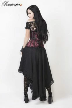 Burleska Morgana Underbust Steel Boned Corset In Burgundy Satin Flock With Black Lace 5 Burleska Morgana Underbust Steel Boned Corset In Burgundy Satin Flock With Black Lace -Burleska shop morgana underbust steel boned corset in burgundy satin flock with black lace burleska 2 300x