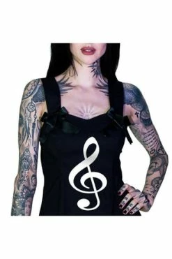 Dr Faust Musical Note Sol Key Little Black Mini Dress - Heidi -Burleska shop musical note sol key little black mini dress heidi dr faust 3 300x